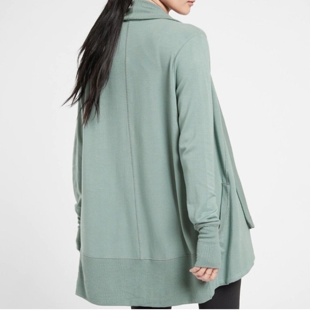 Athleta Nirvana Pranayama Minimalistic Mint Green Wrap Tencel Modal Cardigan - Picture 3 of 13